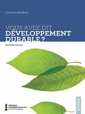 cover image of Vous avez dit développement durable? 2e édition